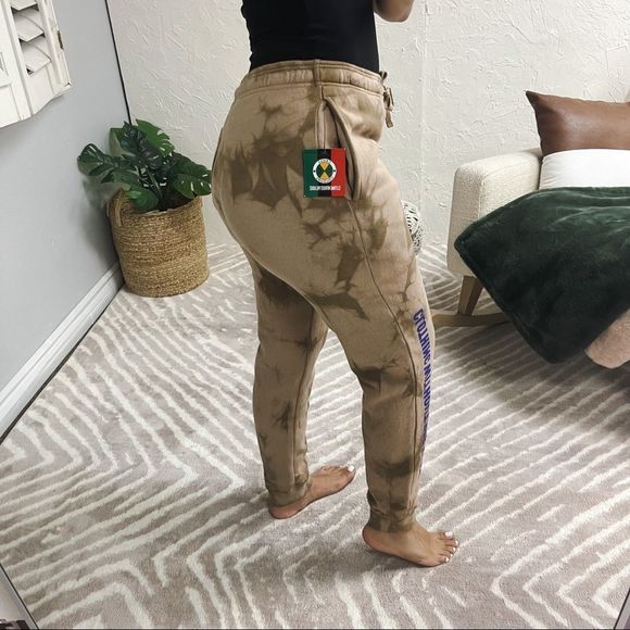 Cross Colours Sweatpants Tie Dye Nude Fleece Jersey Joggers Pockets Size Small - Picture 3 of 14